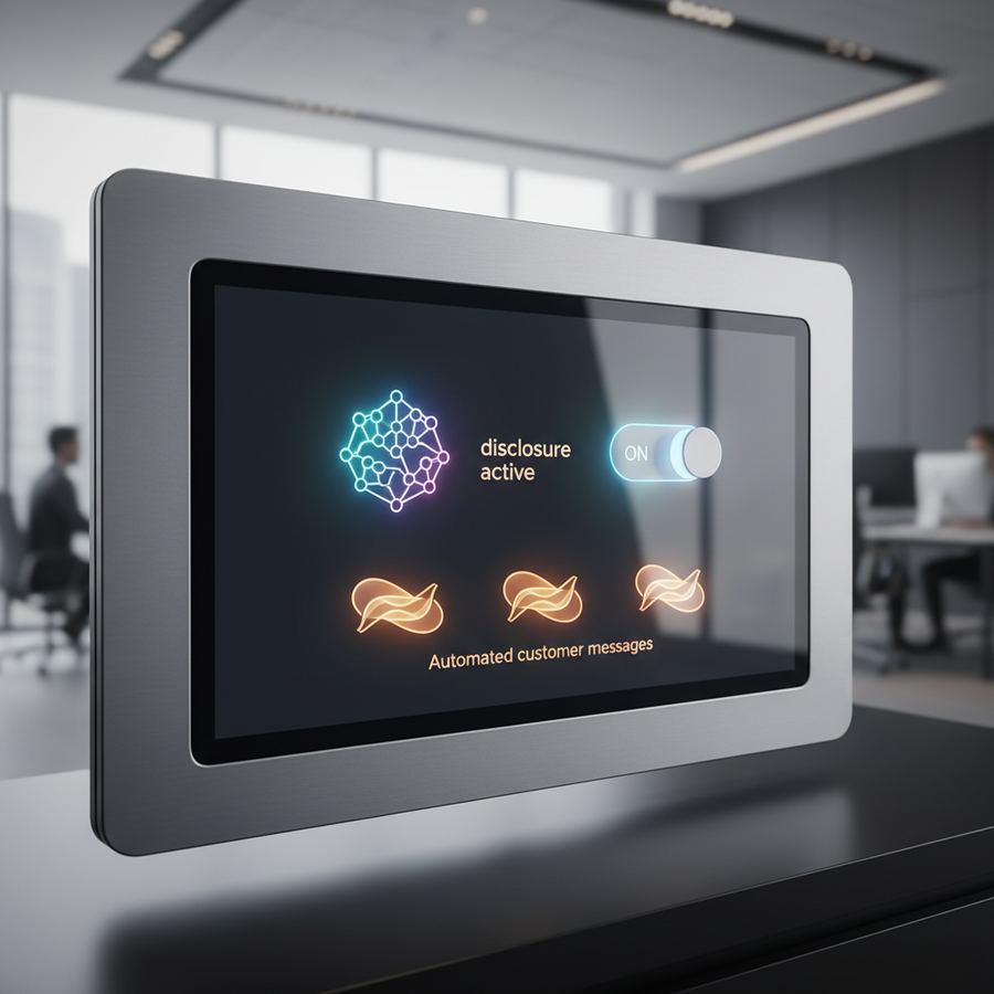 Example of AI message disclosure label on a customer communication