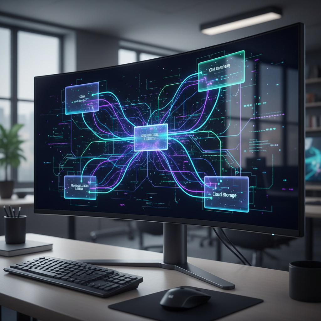 Diagram showing the data trail from a single customer appointment through various software systems and automated actions
