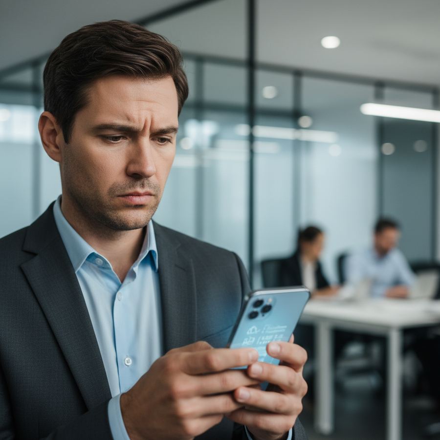 Customer reading automated messages from a local service provider