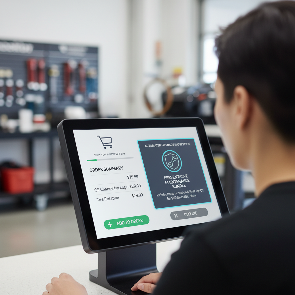 Software configuration screen showing automated upsell prompt settings